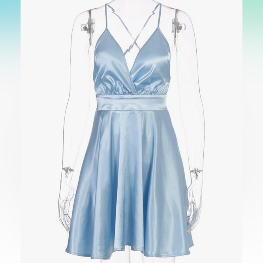 Elegant Blue Satin Dress